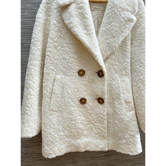 $498 Kate Spade Teddy Coat Double Breasted Size Medium Ivory Cream New! - Picture 6 of 9